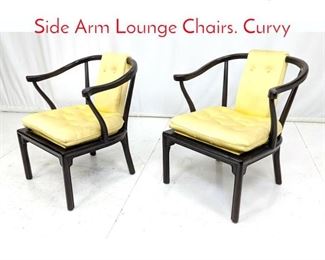 Lot 428 Pr DREXEL Asian Inspired Side Arm Lounge Chairs. Curvy 