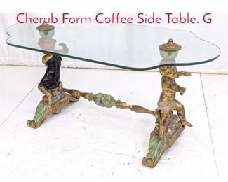 Lot 432 Decorator Painted Wood Cherub Form Coffee Side Table. G