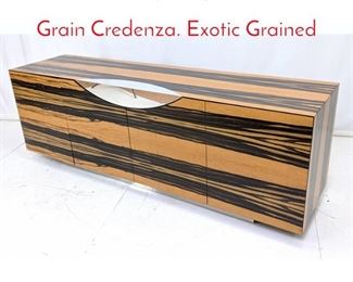 Lot 463 Contemporary Modern Wood Grain Credenza. Exotic Grained