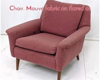 Lot 465 Mid Century Lounge Arm Chair. Mauve fabric on flared ar