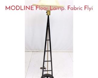 Lot 480 Modernist Ebonized Wood MODLINE Floor Lamp. Fabric Flyi