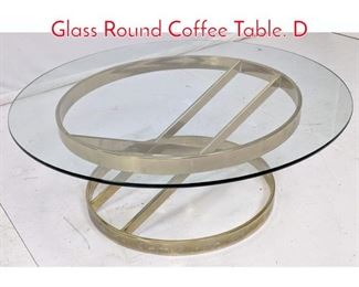 Lot 489 Decorator Modernist Brass  Glass Round Coffee Table. D