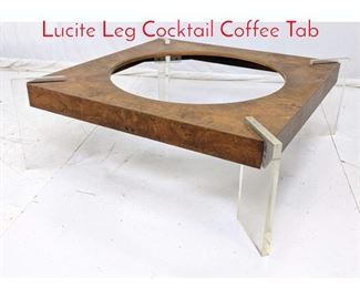 Lot 491 Vladimir KAGAN Burl Wood Lucite Leg Cocktail Coffee Tab