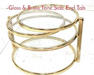 Lot 494 Contemporary Three Tier Glass  Brass Tone Side End Tab