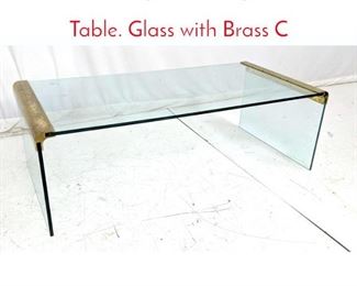 Lot 501 Pace style Rectangular Coffee Table. Glass with Brass C