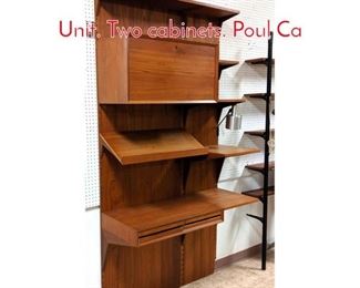 Lot 502 Two section Cado Wall Shelf Unit. Two cabinets. Poul Ca