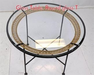 Lot 514 Salterini style Black Iron  Glass Table. Round glass T
