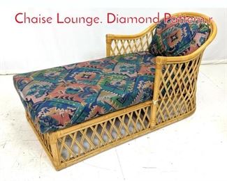 Lot 516 Woven Rattan Decorator Chaise Lounge. Diamond Pattern r