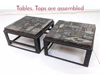 Lot 372 Pr Low Industrial Metal Base Tables. Tops are assembled