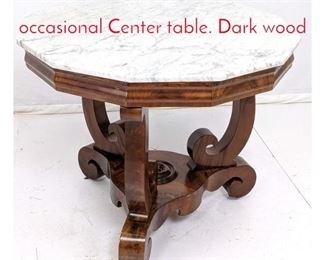 Lot 524 Marble top decorator occasional Center table. Dark wood