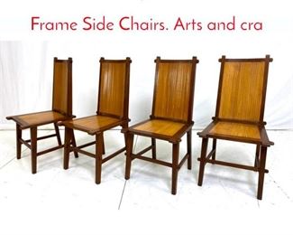 Lot 527 Set 4 Split Bamboo Teak Frame Side Chairs. Arts and cra