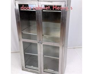 Lot 528 Industrial stainless steel glass door cabinet. Heavy, s