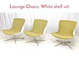 Lot 531 3pc Modernist Fiberglass Lounge Chairs. White shell wit