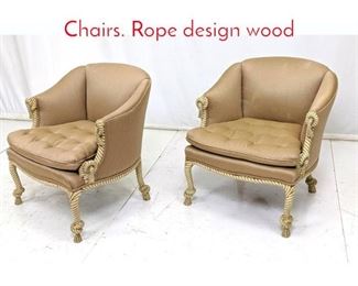 Lot 532 Pr Decorator Barrel Back Side Chairs. Rope design wood 
