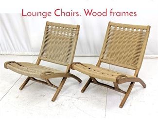 Lot 534 Pr Hans Wegner style Folding Lounge Chairs. Wood frames
