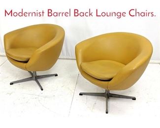 Lot 538 Pr OVERMAN Swedish Modernist Barrel Back Lounge Chairs.