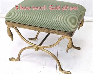 Lot 564 Heavy metal decorator goose X base bench. Gold gilt pai