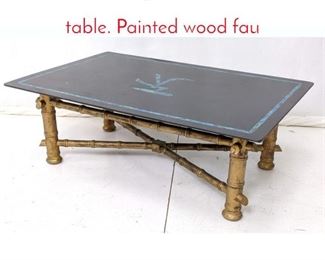 Lot 573 Asian inspired decorator coffee table. Painted wood fau