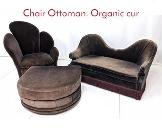 Lot 581 3pc Art Deco Loveseat Lounge Chair Ottoman. Organic cur