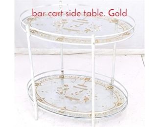 Lot 586 Decorator white painted metal bar cart side table. Gold