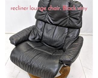 Lot 592 JE EKORNES Stressless recliner lounge chair. Black viny
