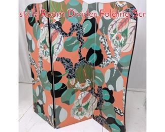 Lot 600 Hand Painted Josef Frank style Room Divider Folding Scr