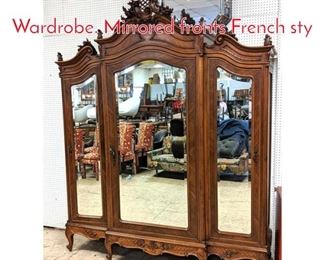 Lot 603 Lg Antique Armoire Wardrobe. Mirrored fronts French sty