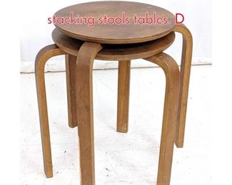 Lot 605 Pr Alvar Aalto style bentwood stacking stools tables. D