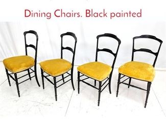 Lot 607 4pc Vintage Decorator Side Dining Chairs. Black painted