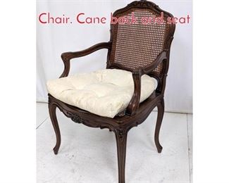 Lot 611 Antique French style Arm Side Chair. Cane back and seat