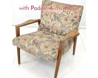 Lot 618 Risom style Lounge Side Chair with Paddle Arms. Floral 