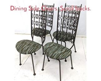 Lot 624 4pc ARTHUR UMANOFF Dining Side Chairs. Scroll backs. 