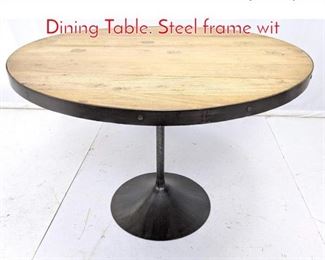 Lot 625 Industrial Wood Top Tulip Dining Table. Steel frame wit