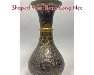 Lot 636 Brass Middle Eastern Bottle Shaped Vase. Brass Long Nec