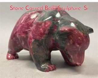 Lot 641 SOPEL Signed Red  Gray Stone Carved Bear Sculpture. Si