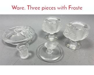 Lot 663 5pc LALIQUE FRANCE Table Ware. Three pieces with Froste