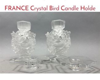 Lot 665 Pr Large Heavy LALIQUE FRANCE Crystal Bird Candle Holde