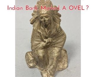 Lot 668 Cast Iron Small Vintage Indian Bank. Marked. A. OVEL 