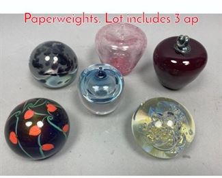 Lot 684 Lot 6 Art Glass Artisan Paperweights. Lot includes 3 ap