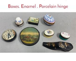 Lot 685 Lot 8 Antique  Vintage Boxes. Enamel . Porcelain hinge