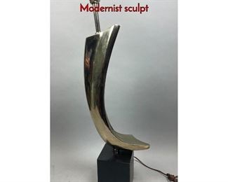 Lot 41 LAUREL Silver Metal Swoosh Table Lamp. Modernist sculpt