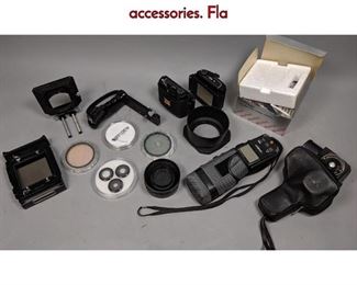 Lot 698 Lot of Medium Format 120mm Film Camera accessories. Fla