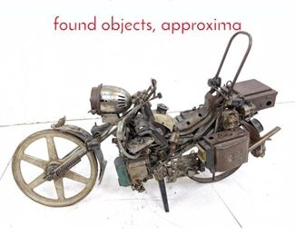 Lot 37 Motorcycle sculpture made from found objects, approxima