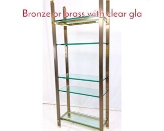 Lot 313 Etagere Shelf unit Heavy Bronze or brass with clear gla