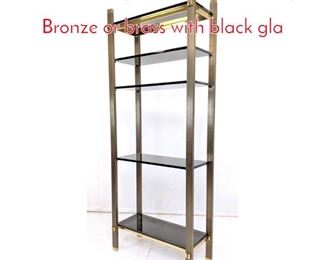 Lot 314 Etagere Shelf unit Heavy Bronze or brass with black gla