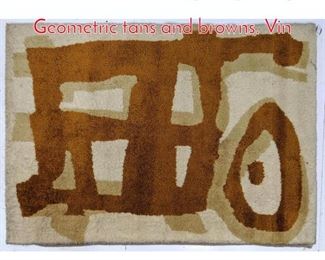 Lot 315 64X47 Shag Carpet rug. Geometric tans and browns. Vin