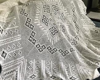 Beautiful and made crocheted tablecloth