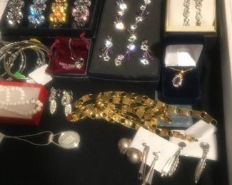 Jewelry is in excellent condition.  Danbury Mint- Sarah Coventry- Elgin and more great pieces. Some silver and gold. Great prices