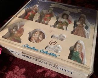 9 piece porcelain nativity scene from the 1960's 
