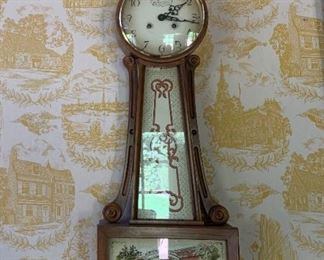 Clock with reverse painting decorated